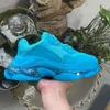 2021 Fashion Sneakers Clear Sole Triple S Casual Data Buty Scarpe Crystal Bottoms Mężczyźni Kobiety Platforma 17FW Paryż Vintage Triple-S Luksusowe Designer Sports