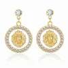 Hip Hop Gold Lion Head Stud Earring Punk Trendy Crystal Colored Enamel Fashion Basketball Wives Cocktail Costume Jewelry 220125