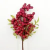 2021 Mini Berry Handmake Artificial Flower Bouquet Christmas Red Berries Wedding Decoration DIY Gift Scrapbooking Craft Fake Flower