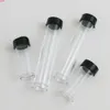 100 x 10ml 20ml Plastic PE Test Tubes With Black Plug Lab Hard Sample Container Transparent Packing Vials Women Cosmetic Bottles