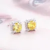 2021 Choucong Brand Stud Pendientes Joyería de moda simple Real 925 Sterling Silver Round Cut Emerlad CZ Diamante Piedras preciosas Eternidad Mujeres Pendiente de boda Regalo