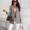 Kadın Blazer Rahat Uzun Kollu Ince Ceketler Blazers Sonbahar Ofis Takım Elbise Çizgili Ceket Hırka Örgün Femme Mont 210930