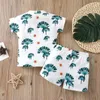 Set di abbigliamento Born Baby Boys Girls 2Pcs Abiti estivi Manica corta T-shirt con stampa foglia di sole Pantaloncini Infant Kids Casual Outwear SetAbbigliamento