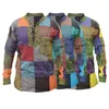 T-shirts Snygga mänskjorta Patchwork Lace Up Vintage Färgglada Långärmad Höst Top för Daily Wear 2022