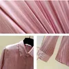 Autumn Chiffon Blouse Women Cardigan Vintage Long Sleeve Top Office Lady Satin Femme Loose Stripe Shirts For 11921 210512