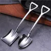 Stainless Steel Spade Spoon Set Creative Shovel Shape Watermelon Spoon Retro Square Ice Cream Spoon for Cake Cocktail Dessert