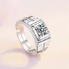 Mannen Sieraden Platinum / Goud / Rosegold Plated Solitaire Bezel Set CZ Crystal Groove Band Pinky Ring US Size # 8-10 583 Z2
