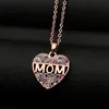 Mom Heart necklace Ziron Diamond pendant Stainless steel chains Necklaces Mother birthday gift will and sandy