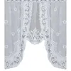 Curtain & Drapes European White Translucent Coffee Warp Knitted Curtains Kitchen Tulle Lace Sheer Jacquard 105x120cm