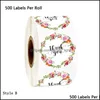 Gift Event Festive Party Supplies Home Gardengift Wrap 500st/Roll Floral Tack klistermärke för Seal Label Scrapbooking Christmas Decorati