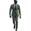 Beau vert sauge hommes costumes smokings de mariage sur mesure Slim Fit deux pièces marié vêtements de cérémonie veste pantalon mâle blazer robes de soirée de bal