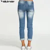 Vintage High cintura jeans mulher mulher elegante para mulheres namorado rasgado mulheres mais tamanho 210519