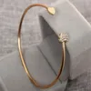Bangle 2021 Fashion Justerbar Crystal Double Heart Bow Bilezik Manschettöppning Öppna Armband för Kvinnor Smycken A051