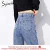 Syiwidii ​​rechte jean plus size hoge getailleerde denim broek brede been vintage streetwear volledige lengte broek lente zomer 210809