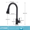 Uythner Matte Black Kitchen Faucet Pull Out Fregadero de cocina Grifos de agua Grifo mezclador de una sola manija Grúas de rotación 360 Montado en cubierta 211108