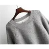 Europeisk och amerikansk stil Kvinnor Patchwork Loose Sweater Tjocken Plus Storlek O Neckor Långärmad Knitwear Pullover T11001x 210416