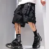 Pantalones cortos de verano pantalones de carga hombres joggers negro elegante cintas de bolsillo japonés moda streetwear hip hop masculino casual 210713