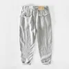 Lato czyste spodnie lniane proste luźne mężczyźni konopie spodnie ładunkowe GA-Z352 210715