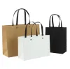 Sac d'emballage en papier Kraft noir et blanc, emballage cadeau pour mariage, entreprise, LOGO personnalisable, 22x17, 25x32, 30x42cm