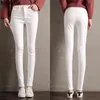 White Warm Jeans Women Winter Wear Black Grey Female Denim Trousers Young Ladies Slim Skinny Streetwear Jean Fleece Pencil Pants 211206