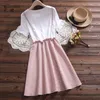 Preppy نمط الصيف النساء لطيف اللباس الحمالات المطبوعة رسالة المدرسة موحدة الوردي أنيقة kawaii موري فتاة منقوشة فساتين 210520