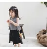 Style coréen filles mignonnes gilet à carreaux + pantalon ample 2 pcs costumes enfants vêtements en coton ensembles bébé fille tenues décontractées 2-6Y 210508