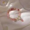 Hebras de cuentas 2022 francesa dulce niña exquisita fresa fresca cristal imitación ópalo pulsera elástica moda accesorios femeninos joyería