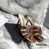 Slippers Bling Beading Square Toe Designer Sandals Women 2021 Arrival Summer Red Leather Shoes Sweet Stiletto
