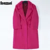 ネラズール冬の長いピンクの毛皮のコート女性の襟の暖かい厚い黒い柔らかいふわふわのジャケット緩いスタイリッシュな韓国のファッション210925