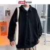 LAPPSTER Uomini Vintage Harajuku Kawaii Felpe Mens Streetwear Causali Giapponesi Felpe Maschio Moda Coreana Solid Felpe 211231
