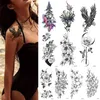 1lot Wholesales Beauty Body Sexy Tattoos Full Arm TattooTemporary Sticker Flash Art Black Flower Rose For Women And Girl