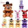 ミッドナイトハーレムベアぬいぐるみ18cm高品質テディベアの5泊Freddy's Golden Freddy Fazbearコットン素材マングルFoxy Bonnie Chica ChildrenGift