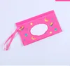 Wet Towel Zipper Bag Shell Striped Plaid Baby Wipes Storage Bags Plastic Portable Reticule Handbag Container Rectangle Mom Women SN5543
