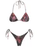 Damen-Bademode, sexy Triangel-Bikini, brasilianischer Bikini, Push-Up-Bikini, gerüschter Tanga-Verband-Badeanzug, Mini-Biquini