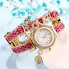 Genève Märke Kvinnor Armband Klockor Ladies Love Leather Strap Rhinestone Quartz Armbandsur Luxury Fashion Girl Clock