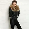 Women's Fur & Faux 2021 Winter Leather Jacket Leopard Color Real Sheepskin Coats With Big Raccoon Collar Female Short Clothing