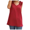 Blusa feminina camisas blusa ruffled ombro sem mangas flor front traseira retar em v-pescoço camisa sólida elegante verão plus size casual top blusas