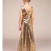 Gold Cekiny Dziewczyna Party Dress Design Performance Sukienka Wieczór Baby Clothes E17170 210610