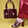 Robe chaussures de décoration de métal et de sacs de sacs africains de luxe femmes italien avec des sacs assortis de haute qualité élégante partie