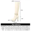 Boots Faux Leather Women Fashion All Match Knee High Winter Platform Heel Shoes Black White Apricot 2022