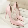 Kobiety Pompy Patentowe Skórzane Płytkie Wysokie Obcasy Kobieta Buty Poruszone Palec High Heels Wedding Shoes