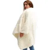 Mulheres casaco de pele irregular vintage branco inverno casual assimetria longa fashion jaqueta 210524