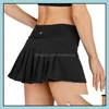 Fitness Supplies & Outdoors Lu Yoga Outfit With X Logo Sports Golf Short Mid-Waist Pleated Fake Two-Piece Shorts Skirt Back Waist Zipper Poc