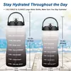 Quifit Galão Garrafa de Água com palha 3.8 2 litros Grande Capacidade Tritan BPA Free Citação Motivacional Time Marker Fitness Jugs