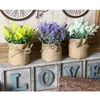 Couronnes de fleurs décoratives Bouquet artificiel en plastique Rural créatif lavande plante en pot bonsaï sac tissu pour la fête à la maison