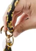 Fashion Women Girls Tassels Party Bracelets PU Leather Wrap Party Key Ring Sunflower Leopard Lily Print Keychain Wristband Drip Oil Circle Bangle Chains Wristlet