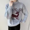 Fawn Print Pull Femme Hiver Mink Chenille Velours Épais Garder Au Chaud Laid Plus Taille Col Roulé Noël S-2XL 210601