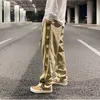 Hip Hop Suede Love Embroidered Letters Casual Pants Mens Straight Color Block Drawstring Loose Trousers High Street Track Pants P0811