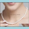 Beaded Neckor Pendants Jewelry 10-11mm White Natural Pearl Necklace 18 tum Choker Womens Gift Bridal Drop Delivery 2021 1NCKO
