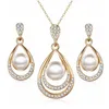 Sieraden Sets Womens Zilver Vergulde Bling Platform Elegante Diamond Pearl Drop Nail Ketting Oorbel N5052